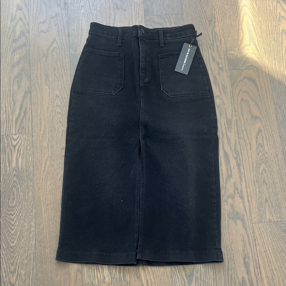 Just Black Denim - Utility Pocket Midi Skirt Size S